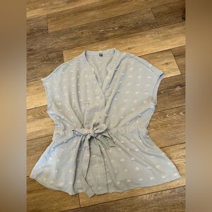 CICI BIRD Light Blue Tie-Front Women's Peplum Top
